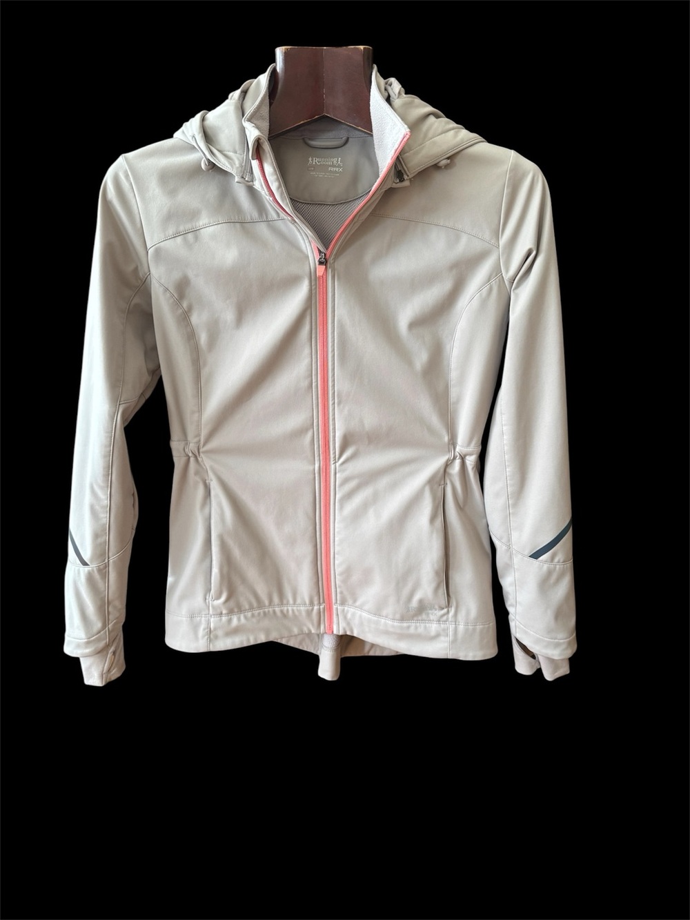 Running  Room Gray Hooded Zip Jacket wind and water proof size L women